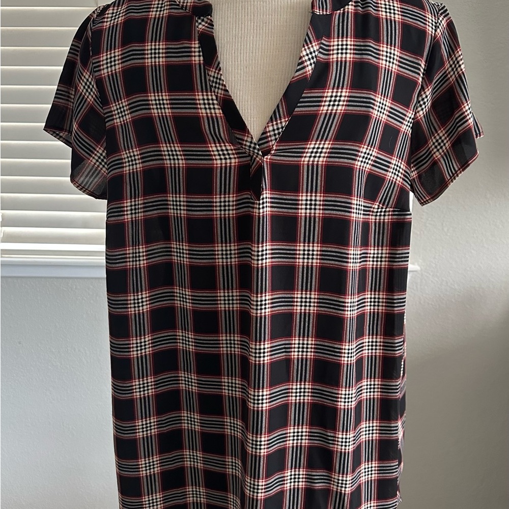 Torrid Blue and Red Button Down Shirt Short Sleeve Relaxed Fit